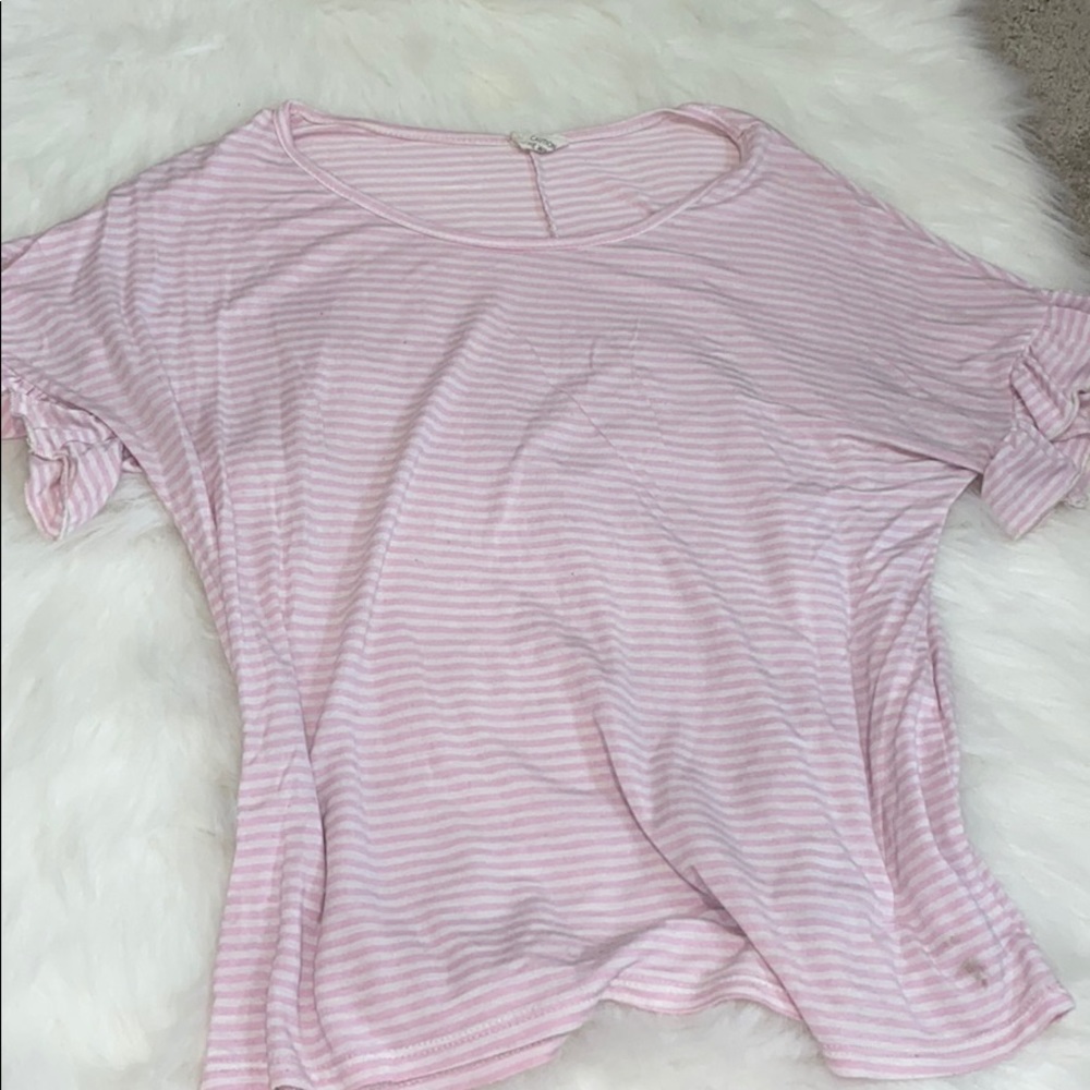 Pink and white striped tee shirt lightweight